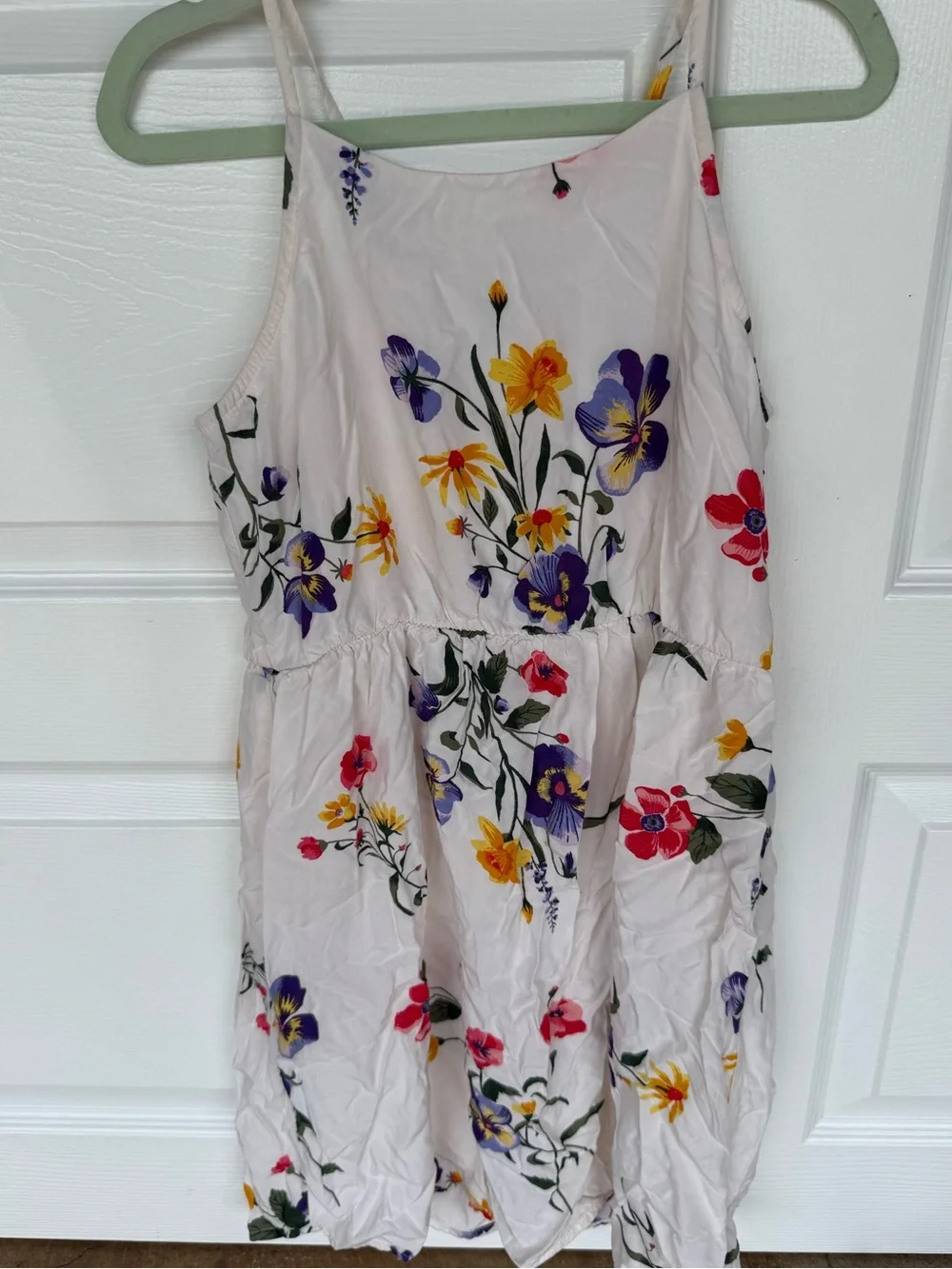 Old Navy Girl’s Off White Floral Sundress with Purple and Yellow Accents- (10/12